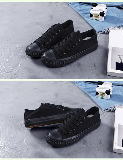 Tenisi unisex din panza cu cusaturi, material textil, culoare negru, 35