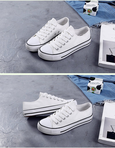 Tenisi unisex din panza cu cusaturi, material textil, culoare Alb, 40