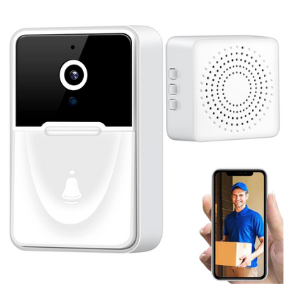 Sonerie cu Interfon Video Smart Wireless fara fir VisionHub®, Camera Video 1080P HD cu Vedere nocturna, Impermeabila IP65, convorbire in 2 sensuri, control la distanta prin aplicatie Android/iOS, WiFi, Alerta Vizuala, Alba