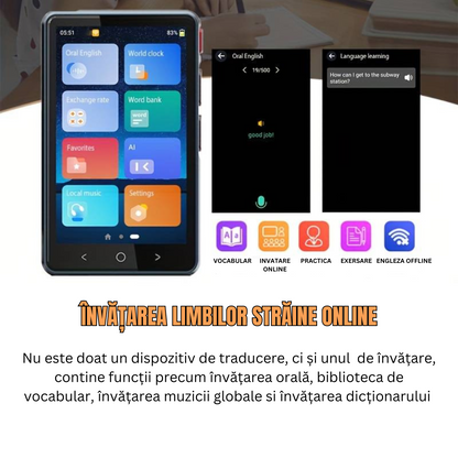 Traducator intelligent bidirectional in timp real, Traducere vocala instantanee online in 135 de limbi, translator cu WIFI sau hotspot VisionHub®, ecran tactil HD de 4, 0 inchi, traducere offline, a fotografiilor, 8Gb