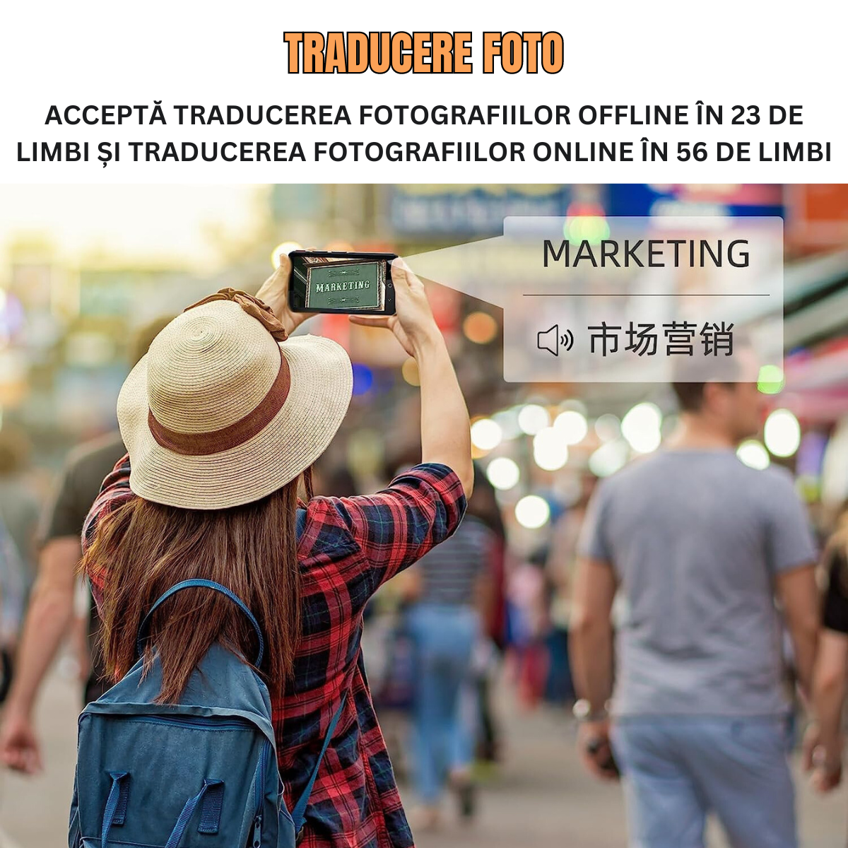 Traducator intelligent bidirectional in timp real, Traducere vocala instantanee online in 135 de limbi, translator cu WIFI sau hotspot VisionHub®, ecran tactil HD de 4, 0 inchi, traducere offline, a fotografiilor, 8Gb