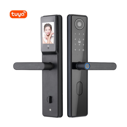 Yala inteligenta Wireless Premium VisionHub® cu camera video, control de la distanta WiFi, broasca inclusa, acces prin Aplicatie, Card, Amprenta, Parola, Cheie, alarma efractie, aplicatie telefon Android si IOS