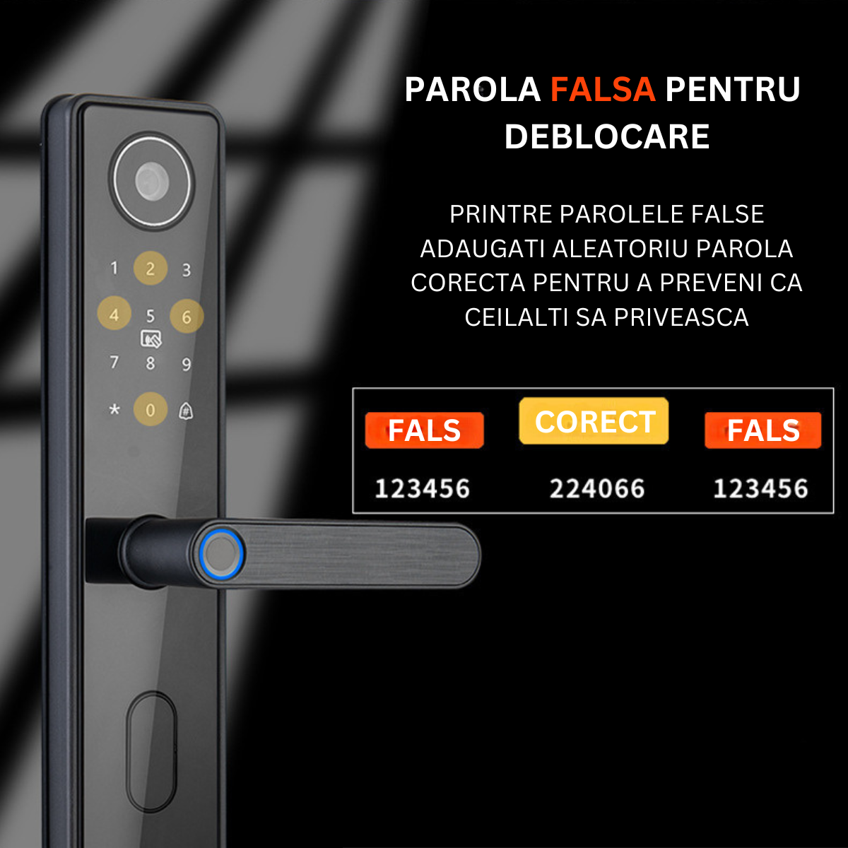 Yala inteligenta Wireless Premium VisionHub® cu camera video, control de la distanta WiFi, broasca inclusa, acces prin Aplicatie, Card, Amprenta, Parola, Cheie, alarma efractie, aplicatie telefon Android si IOS