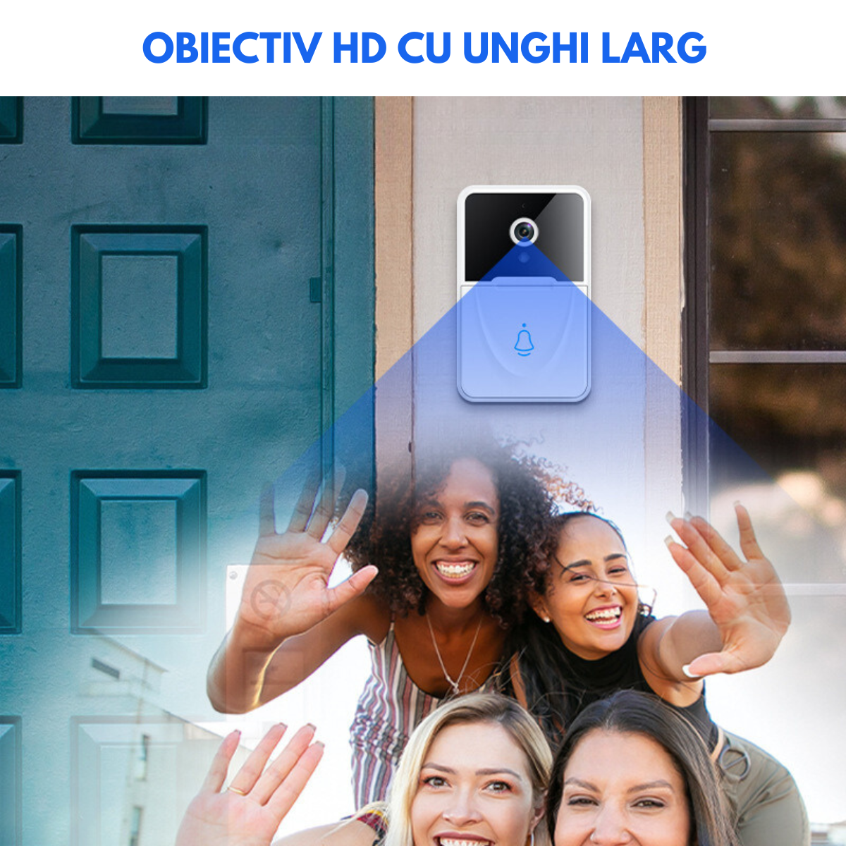 Sonerie cu Interfon Video Smart Wireless fara fir VisionHub®, Camera Video 1080P HD cu Vedere nocturna, Impermeabila IP65, convorbire in 2 sensuri, control la distanta prin aplicatie Android/iOS, WiFi, Alerta Vizuala, Alba