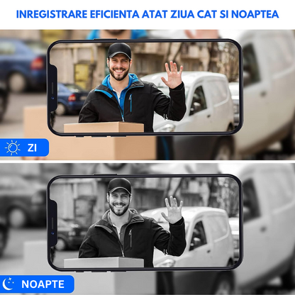 Sonerie cu Interfon Video Smart Wireless fara fir VisionHub®, Camera Video 1080P HD cu Vedere nocturna, Impermeabila IP65, convorbire in 2 sensuri, control la distanta prin aplicatie Android/iOS, WiFi, Alerta Vizuala, Alba