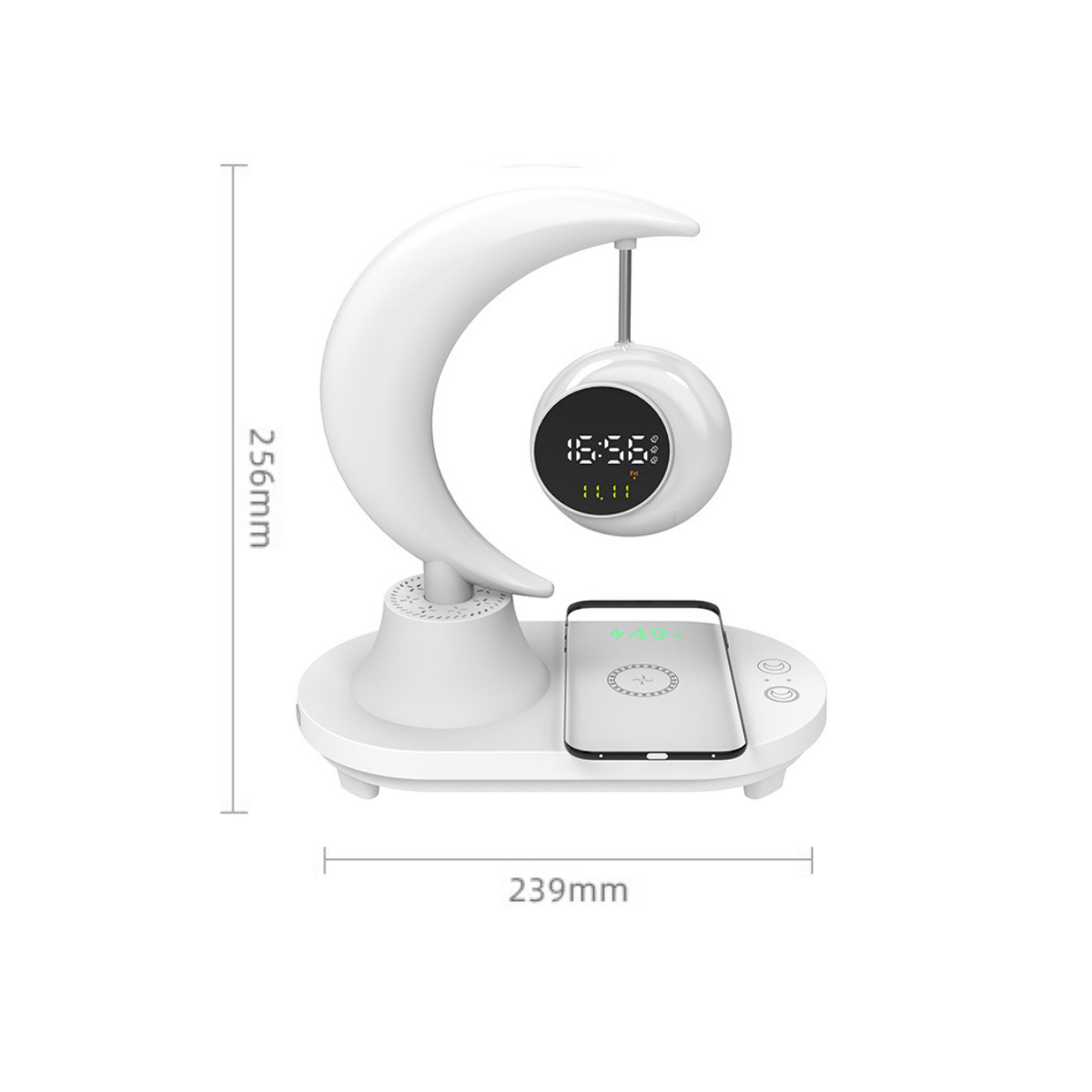 Lampa LED inteligenta cu Ceas alarma, multifunctionala, pentru birou, dormitor, living, cu boxa bluetooth, protectie ochi, touch control, Incarcator Wireless pentru telefon 15W, 7 Culori RGB, baterie 2000 mAh
