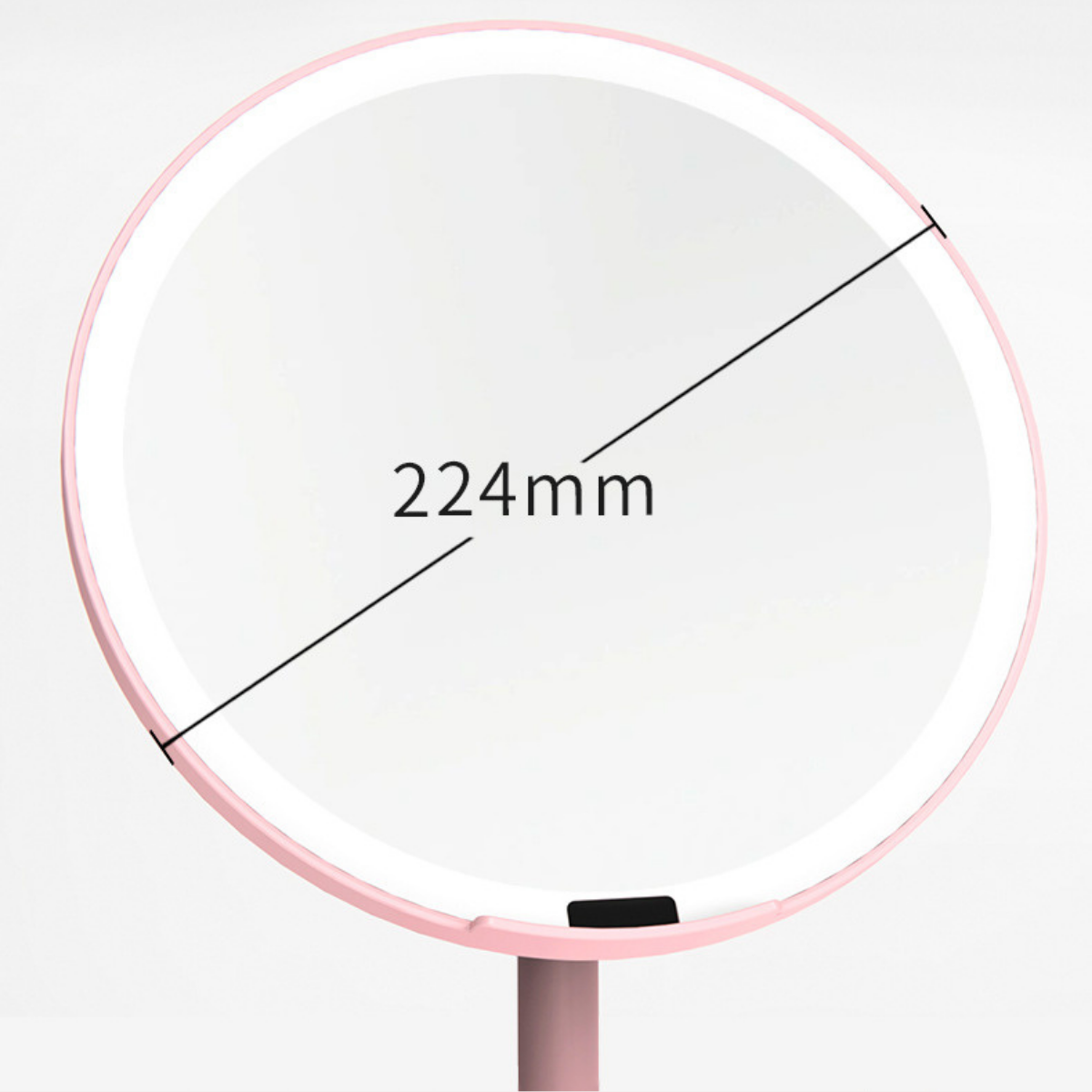 Oglinda cosmetica cu iluminare Led pentru machiaj, cu boxa Bluetooth, Incarcator Wireless pentru telefon 15W, 7 Culori RGB si 3 Trepte de temperatura cu intensitate reglabila si senzor, Lupa makeup cu magnificare 5x, baterie 4000 mAh, Roz