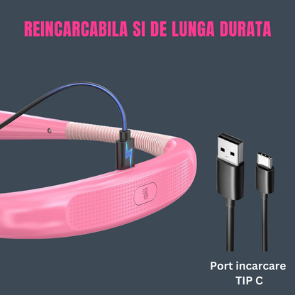 Lampa de citit pentru gat, Flexibila si usoara, Glocusent®, incarcare USB, LED Multifuntionala pentru lectura, tricotat si reparatii, Oprire automata, 3 Temperaturi de culoare cu 3 Niveluri de Luminozitate, 128g x 24cm, Roz