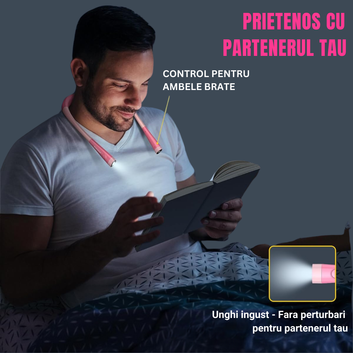 Lampa de citit pentru gat, Flexibila si usoara, Glocusent®, incarcare USB, LED Multifuntionala pentru lectura, tricotat si reparatii, Oprire automata, 3 Temperaturi de culoare cu 3 Niveluri de Luminozitate, 128g x 24cm, Roz