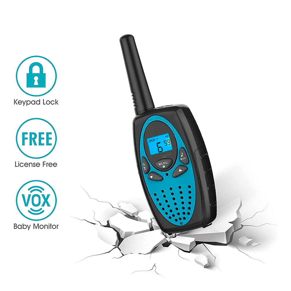 Set 2 statii Walkie Talkie Copii si Adulti, VisionHub®, cu Raza Lunga de Actiune, Vox, Blocare taste, Sunet clar, Statie radio camping, drumetii, excursii, Albastru