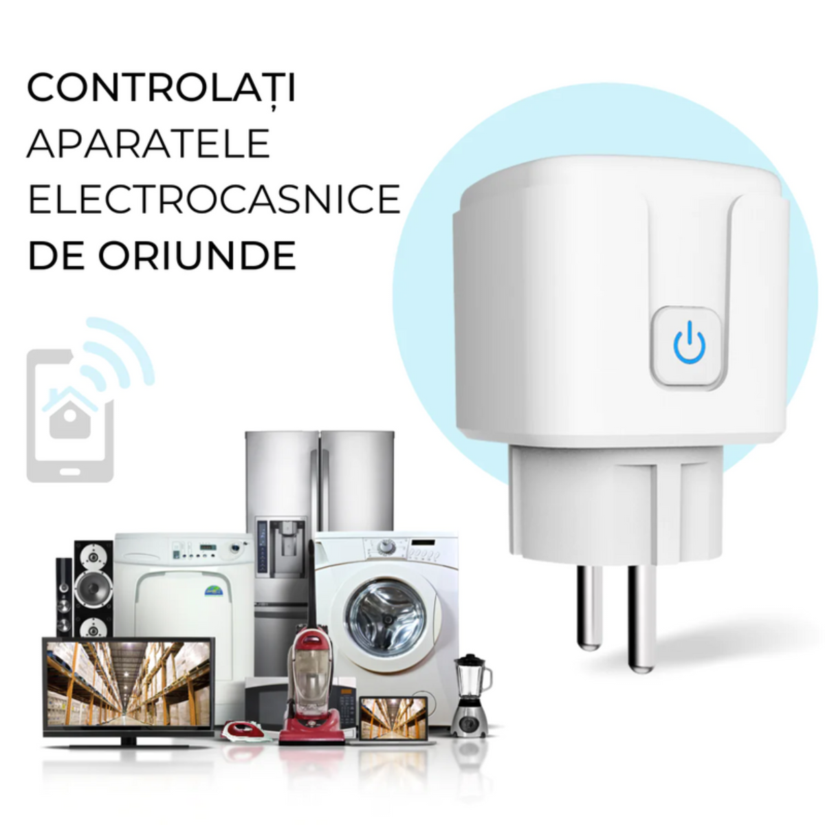 Set 2 Prize inteligente Wifi, VisionHub®, monitorizare consum energie, Timer, control aplicatie Smart, Protectie incarcare, compatibila Alexa, Tuya si Google Assistant, Alb