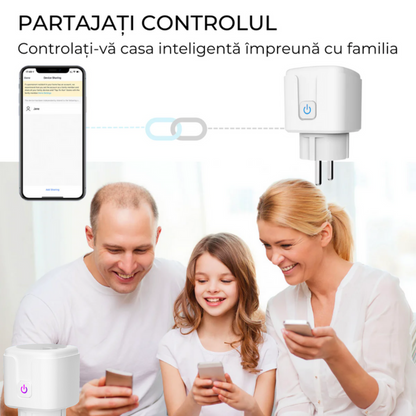 Set 2 Prize inteligente Wifi, VisionHub®, monitorizare consum energie, Timer, control aplicatie Smart, Protectie incarcare, compatibila Alexa, Tuya si Google Assistant, Alb