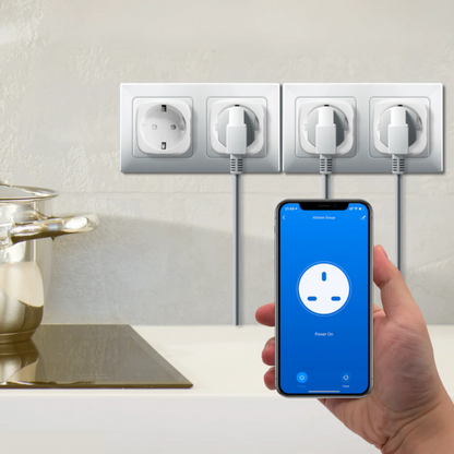 Set 4 Priza Smart, VisionHub®, cu contorizare si monitorizare consum energie, control Aplicatie tuya Smart Life, Suport pentru Alexa, Google HomeTimer, Protectie incarcare, Alb