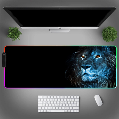 MousePad profesional Gaming RGB mare, Lumini LED, Suprafata moale, Baza Anti-Alunecare Cauciucata, Multiple moduri de iluminare, Luminozitate Ajustabila, 600x350x4mm, Leu