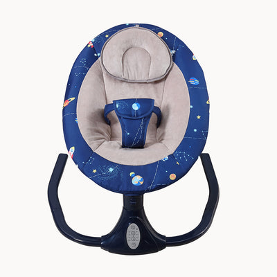 Leagan Electric Multifunctional Pentru Bebelusi, VisionHub®, Conexiune Bluetooth cu Telecomanda, Intensitate Reglabila cu 4 viteze, Jucarii si Melodii, cu Acoperis Rabatabil si Plasa Protectie Tantari, Albastru