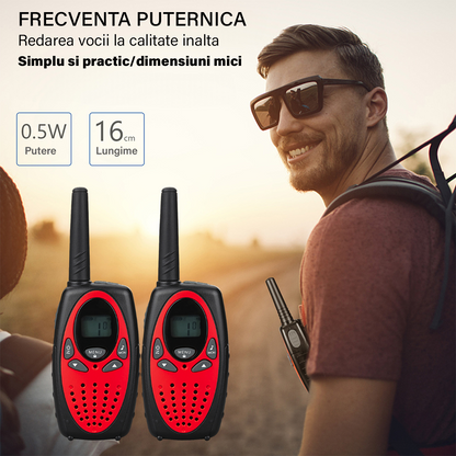 Walkie Talkie Copii si Adulti, Set 2 bucati, VisionHub®, cu Raza Lunga de Actiune, Vox, Blocare taste, Sunet clar, Statie radio camping, drumetii, croaziere, Rosu