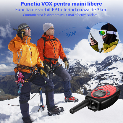 Walkie Talkie Copii si Adulti, Set 2 bucati, VisionHub®, cu Raza Lunga de Actiune, Vox, Blocare taste, Sunet clar, Statie radio camping, drumetii, croaziere, Rosu