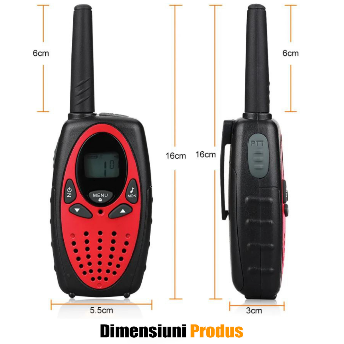 Walkie Talkie Copii si Adulti, Set 2 bucati, VisionHub®, cu Raza Lunga de Actiune, Vox, Blocare taste, Sunet clar, Statie radio camping, drumetii, croaziere, Rosu