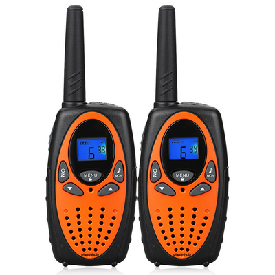 Walkie Talkie Copii si Adulti, Set 2 bucati, VisionHub®, cu Raza Lunga de Actiune, Vox, Blocare taste, Sunet clar, Statie radio camping, drumetii, croaziere, Portocaliu