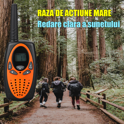Walkie Talkie Copii si Adulti, Set 2 bucati, VisionHub®, cu Raza Lunga de Actiune, Vox, Blocare taste, Sunet clar, Statie radio camping, drumetii, croaziere, Portocaliu