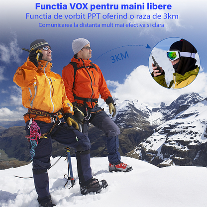 Set 2 statii Walkie Talkie Copii si Adulti, VisionHub®, cu Raza Lunga de Actiune, Vox, Blocare taste, Sunet clar, Statie radio camping, drumetii, excursii, Albastru