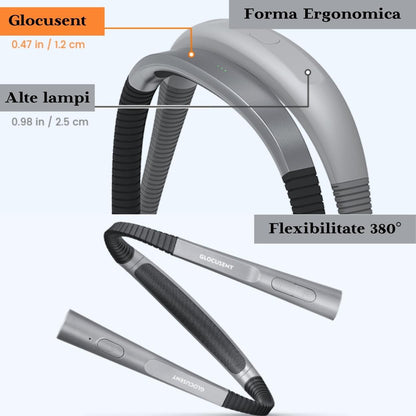Lampa LED de citit pentru gat, Flexibila si usoara, Glocusent®, Multifuntionala perfecta pentru lectura, tricotat si reparatii, Oprire automata, 3 Temperaturi de culoare cu 3 Niveluri de Luminozitate, 128g x 24cm