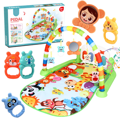 Saltea de activitati pentru bebelusi, VisionHub®, cu Jucarii interactive, 4 in 1 cu muzica si luminite, jucarie muzicala baieti si fete, verde, 0 luni +