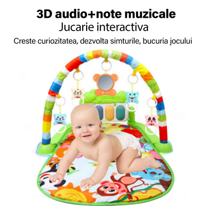 Saltea de activitati pentru bebelusi, VisionHub®, cu Jucarii interactive, 4 in 1 cu muzica si luminite, jucarie muzicala baieti si fete, verde, 0 luni +