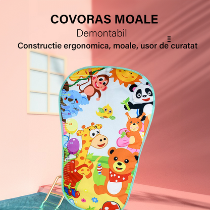 Saltea de activitati pentru bebelusi, VisionHub®, cu Jucarii interactive, 4 in 1 cu muzica si luminite, jucarie muzicala baieti si fete, roz, 0 luni +