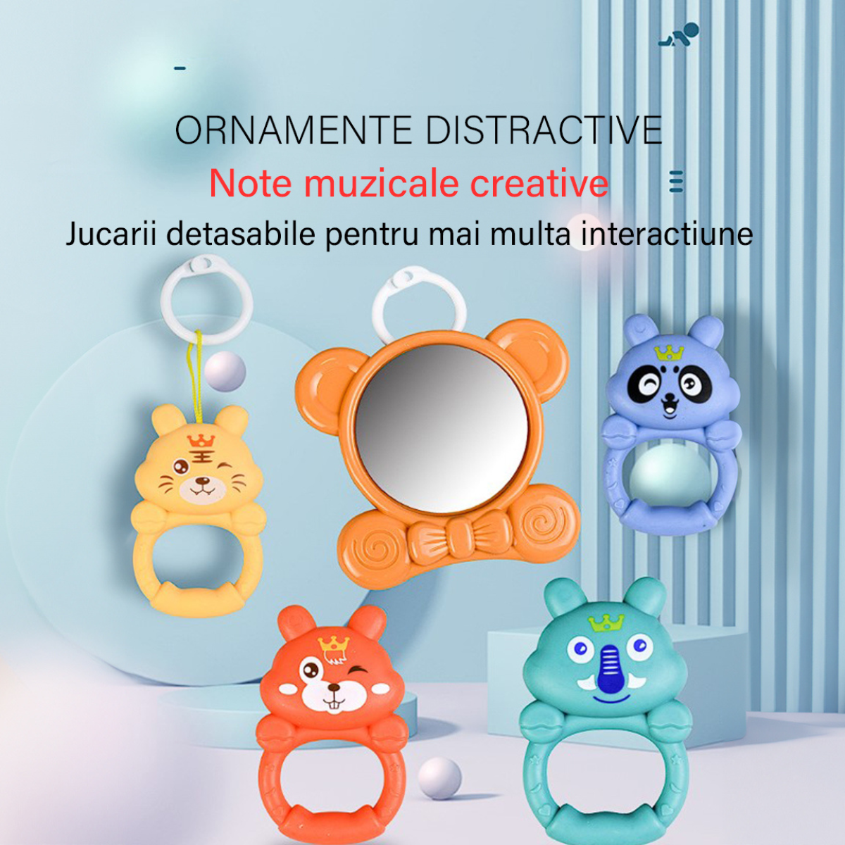 Saltea de activitati pentru bebelusi, VisionHub®, cu Jucarii interactive, 4 in 1 cu muzica si luminite, jucarie muzicala baieti si fete, rosu, 0 luni +