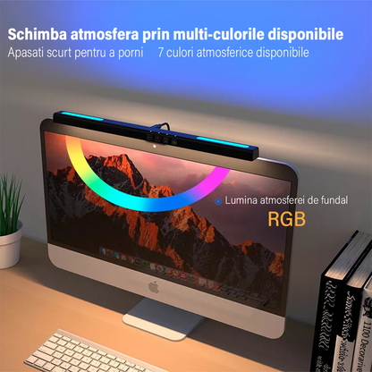 Lampa LED pentru monitor, RGB Gaming Backlight, VisionHub®, Reglabila cu 7 culori, Reglare temperatura lumina 2900k-6200k, USB, touch control, Intesitate Ajustabila, 40 CM
