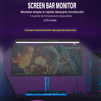 Lampa LED pentru monitor, RGB Gaming Backlight, VisionHub®, Reglabila cu 7 culori, Reglare temperatura lumina 2900k-6200k, USB, touch control, Intesitate Ajustabila, 40 CM
