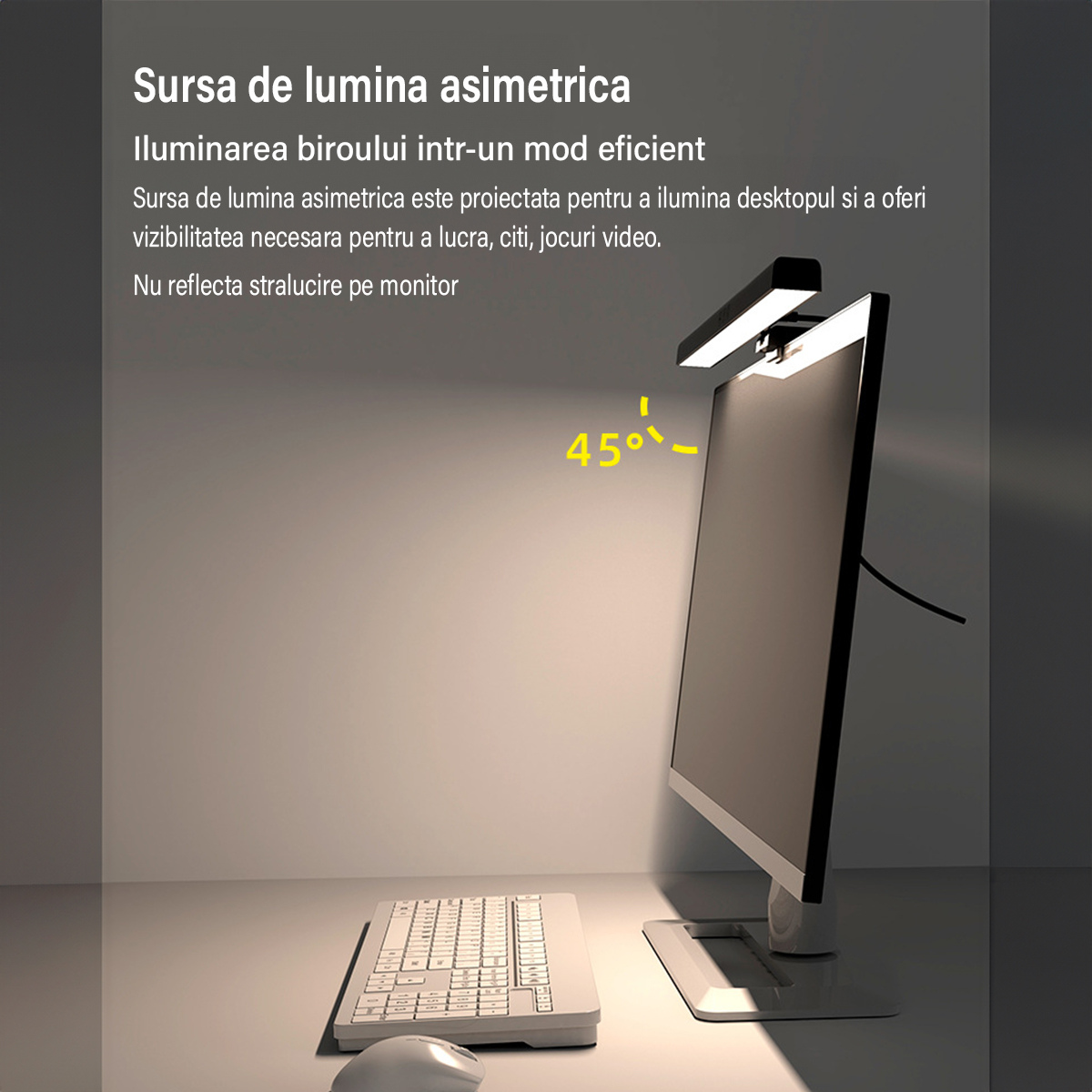 Lampa LED pentru monitor, RGB Gaming Backlight, VisionHub®, Reglabila cu 7 culori, Reglare temperatura lumina 2900k-6200k, USB, touch control, Intesitate Ajustabila, 40 CM