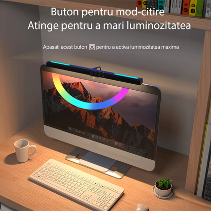 Lampa LED pentru monitor, RGB Gaming Backlight, VisionHub®, Reglabila cu 7 culori, Reglare temperatura lumina 2900k-6200k, USB, touch control, Intesitate Ajustabila, 40 CM