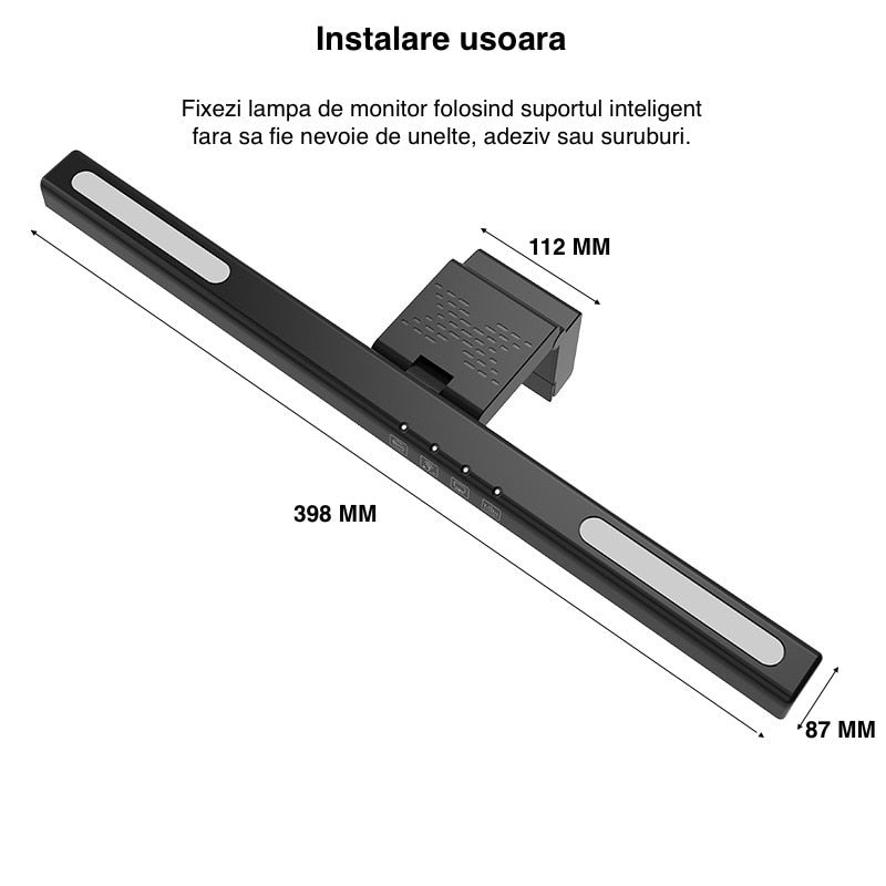 Lampa LED pentru monitor, RGB Gaming Backlight, VisionHub®, Reglabila cu 7 culori, Reglare temperatura lumina 2900k-6200k, USB, touch control, Intesitate Ajustabila, 40 CM