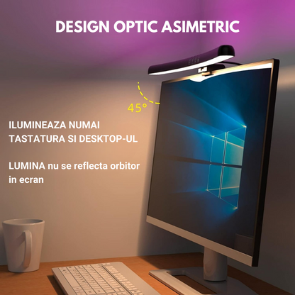 Lampa LED pentru monitor curbat, lumina RGB Gaming Backlight, VisionHub®, protectie a ochilor, Reglabila cu 7 culori, Reglare temperatura lumina 3000k-6500k, USB, touch control, Intesitate Ajustabila, Lungime 40 CM