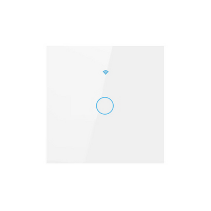 Intrerupator inteligent cu touch, Wireless, VisionHub®, Wi-fi, 1 Canal, din Sticla Securizata, Compatibil iOS/Android, Tuya, Amazon Alexa/Google Assistant, rezistent la zgarieturi, ideal pentru birou, camera de zi, dormitor, baie si bucatarie, Alb