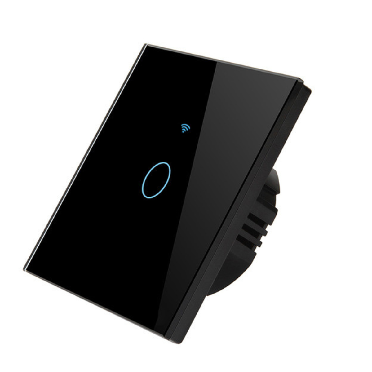 Intrerupator inteligent cu touch, Wireless, VisionHub®, Wi-fi, 1 Canal, din Sticla Securizata, Compatibil iOS/Android, Tuya, Amazon Alexa/Google Assistant, rezistent la zgarieturi, ideal pentru birou, camera de zi, dormitor, baie si bucatarie, Negru