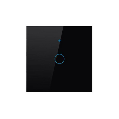 Intrerupator inteligent cu touch, Wireless, VisionHub®, Wi-fi, 1 Canal, din Sticla Securizata, Compatibil iOS/Android, Tuya, Amazon Alexa/Google Assistant, rezistent la zgarieturi, ideal pentru birou, camera de zi, dormitor, baie si bucatarie, Negru