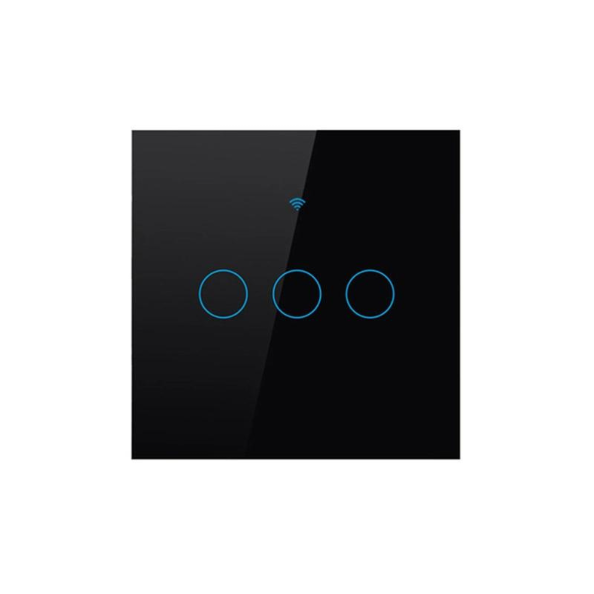 Intrerupator inteligent cu touch, Wireless, VisionHub®, Wi-fi, 3 Canale, din Sticla Securizata, Compatibil iOS/Android, Tuya, Amazon Alexa/Google Assistant, rezistent la zgarieturi, ideal pentru birou, camera de zi, dormitor, baie si bucatarie, Negru