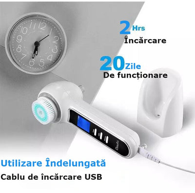 Aparat Profesional pentru Indepartarea punctelor Negre VisionHub®, Perie electrica de curatare faciala 5in1, Afisaj LCD, 3 niveluri de putere, 4 sonde de aspiratie, Indepartarea porilor, Anti-rid, Exfoliere, Demachiant facial, IPX7 Impermeabil