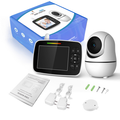 Sistem monitorizare cu Camera Video-Audio pentru supraveghere bebelusi, VisionHub®, Baby Monitor cu Ecran HD 3.5 inch, Monitorizare temperatura, Rotire, Wireless, Cantece Leagan, Interactiune cu Bebelusul, Vedere Nocturna