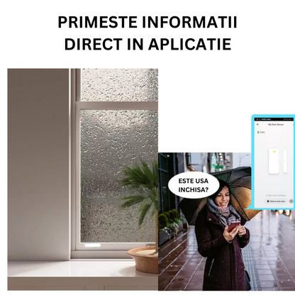 Senzor Inteligent Wireless Pentru Usa, Fereastra, Antifurt, Compatibilitate Aplicatie Tuya si Smart Life, Sistem de alarma VisionHub® pentru casa cu Control la Distanta, Voice Control, Notificari Alarme prin Aplicatie, Alb