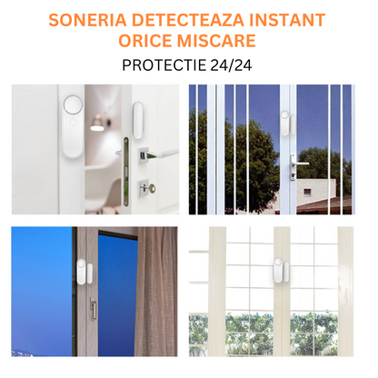 Senzor Inteligent Wireless Pentru Usa, Fereastra, Antifurt, Compatibilitate Aplicatie Tuya si Smart Life, Sistem de alarma VisionHub® pentru casa cu Control la Distanta, Voice Control, Notificari Alarme prin Aplicatie, Alb