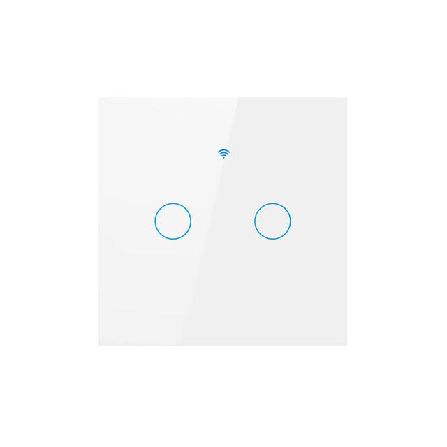 Intrerupator inteligent cu touch, Wireless, VisionHub®, Wi-fi, 2 Canale, Sticla Securizata, Compatibil iOS/Android, Tuya, Amazon Alexa/Google Assistant, Alb