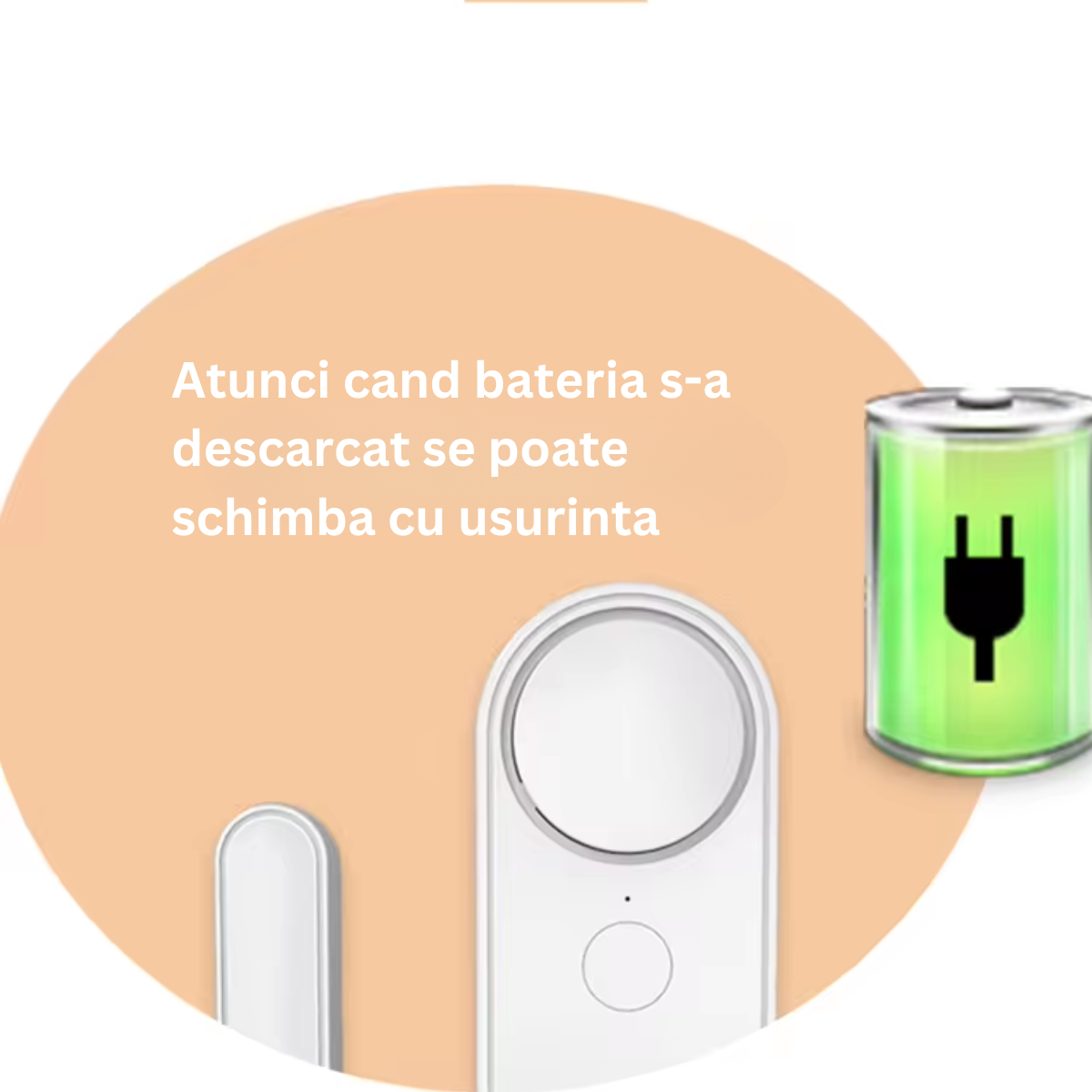 Senzor Inteligent Wireless Pentru Usa, Fereastra, Antifurt, Compatibilitate Aplicatie Tuya si Smart Life, Sistem de alarma VisionHub® pentru casa cu Control la Distanta, Voice Control, Notificari Alarme prin Aplicatie, Alb