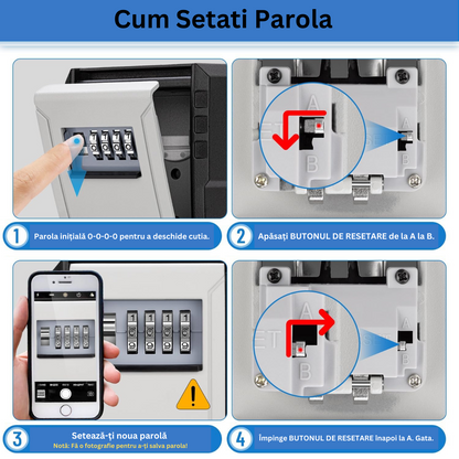 Cutie metalica cu cifru pentru depozitare chei, VisionHub®, waterproof, Caseta exterioara impermeabila, rezistenta, de capacitate foarte mare, aliaj de aluminiu, Montare pe perete, Regim Hotelier, Booking, AirBnb, Acasa, Bej