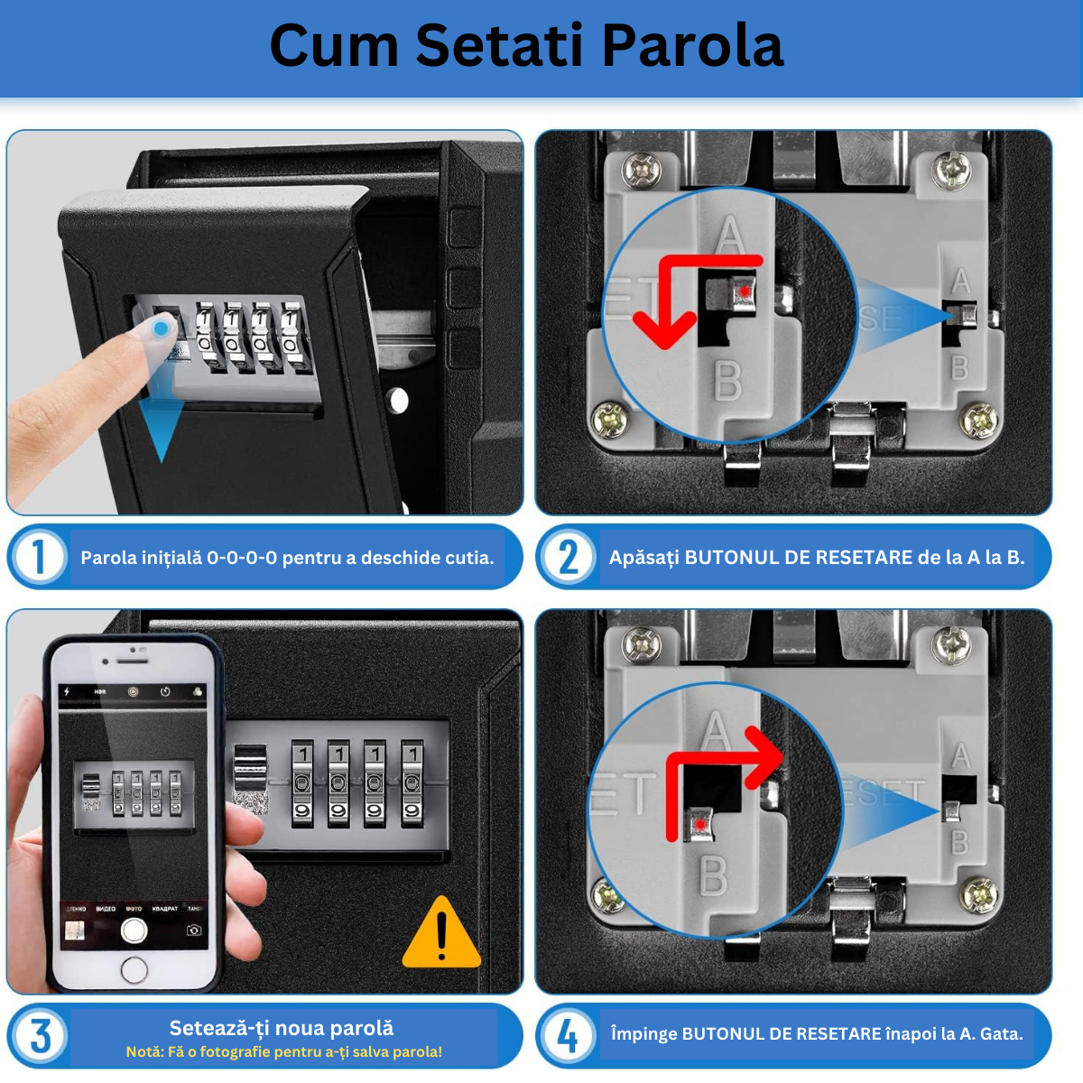 Cutie metalica cu cifru pentru depozitare chei, VisionHub®, waterproof, Caseta exterioara impermeabila, rezistenta, de capacitate foarte mare, aliaj de aluminiu, Montare pe perete, Regim Hotelier, Booking, AirBnb, Acasa, Neagra