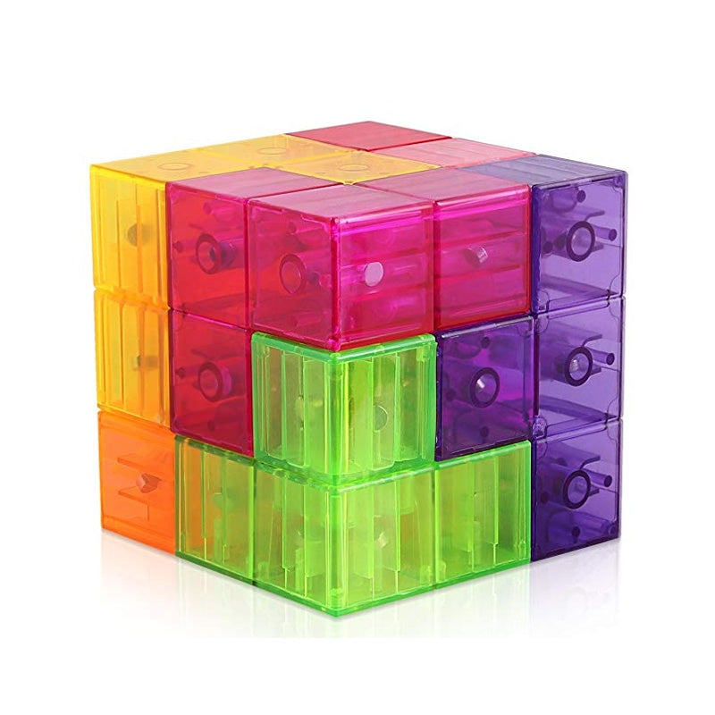 Cub magnetic Magic 3D, set Blocuri de constructie STEM, VisionHub®, cu 7 blocuri magnetice, forme multiple, 54 carti de ghidare, dezvoltarea inteligentei, Dezvoltarea Abilitatilor Motrice si a Imaginatiei