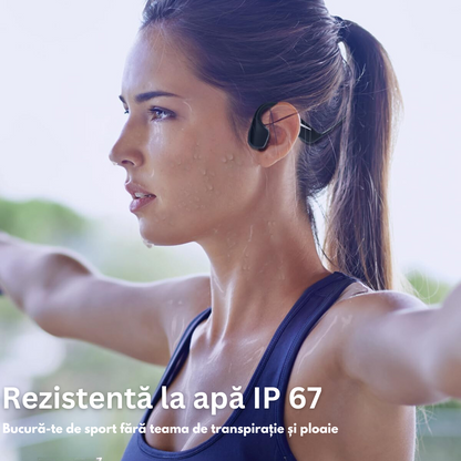 Casti wireless bluetooth Audio - Sport, VisionHub®, fara fir cu conductie osoasa, rezistente la apa, Lumina RGB, cu microfon, Ultra usoare 34g, acumulator 500mAh, 15 ore, potrivite pentru sport, alergare, fitness, ciclism, Bluetooth 5.3